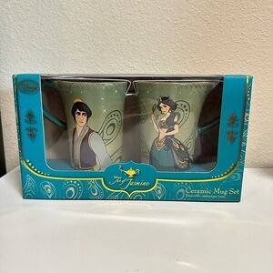 Disney Aladdin and Jasmine Green Ceramic Mug Pair